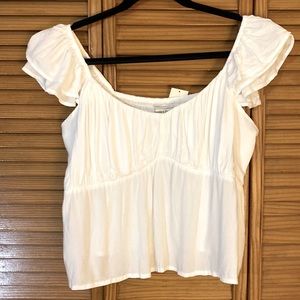 A & F flutter sleeve babydoll top - white
